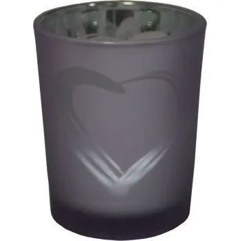 Svícen Svícen skleněný srdce lila malý