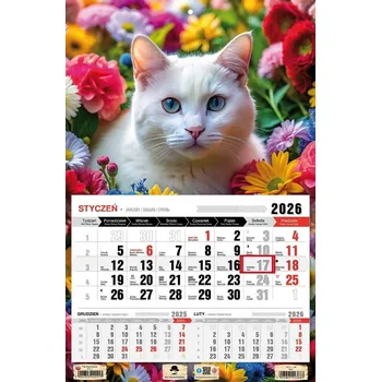 Kalendář Kalendář 2026 JEDNODÍLNÝ nástěnný 31,5x48cm Třídílný KTJ-1 KOČKA