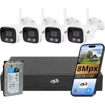 IP kamera Sada pro monitoring DVS, 4 WiFi 4K kamery pro monitoring, trubicové 8MPX