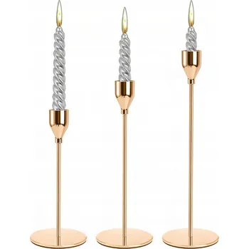 Svícen SVÍCEN ZLATÝ CHROM GLAMOUR SADA 3KS KOVOVÝ PROTISKLUZOVÝ