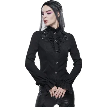 tričko gothic and punk dámské - 3D appliqued shoulder gothic - DEVIL FASHION - SHT07601 - 3XL