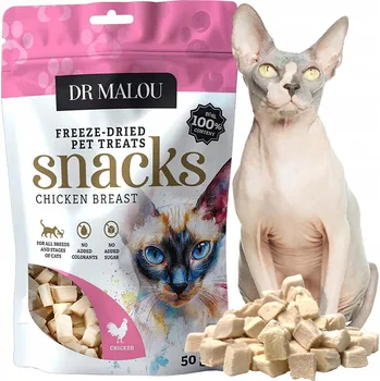 Pamlsek pro psa Pamlsek pro kočky, masové kostky 100% z lyofilizovaného kuřecího prsu