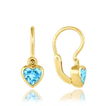 MINET Dětské náušnice s předním zapínáním srdíčka s modrými zirkony Au 585/1000 1,15g