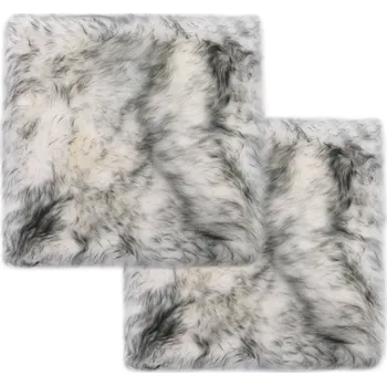 Matrace Nabytek XL Podsedáky na židle 2 ks tmavě šedé žíhané 40 x 40 cm ovčí kůže 283889