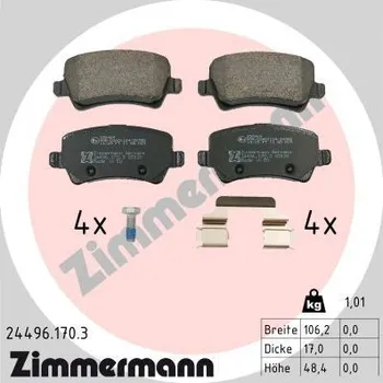 Brzdová destička Sada brzdových destiček, kotoučová brzda ZIMMERMANN 24496.170.3