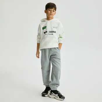 Dětská móda Reserved - Bavlněné kalhoty cargo - světle šedá - 419HK-09M - 419HK-09M-122