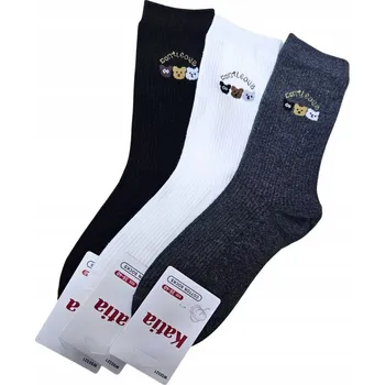 Dámské oblečení PONOŽKY DÁMSKÉ BAVLNĚNÉ DLOUHÉ VÍCEBALENÍ PONOŽKY MEDVÍDCI S MEDVÍDKEM 35-40