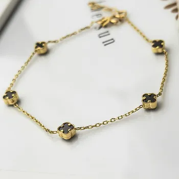 Náramek Zlatý náramek s Černým Jetelem pro Štěstí - ryzost 585