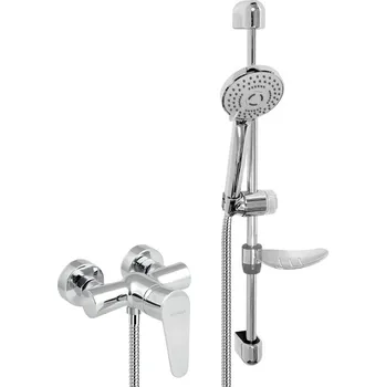 Vodovodní baterie Novaservis Titania Fresh Baterie sprchová nástěnná, rozteč 100 mm, 3-polohová ruční sprcha, hadice 150 cm, mýdlenka, posuvný držák 61,5 cm, chrom, 96065KIT,0