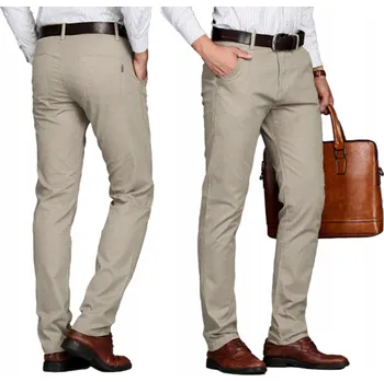 Pánské oblečení Elegantní Velké Pánské Společenské Kalhoty Bavlněné Béžové HUNTER 610/S1B 46/32