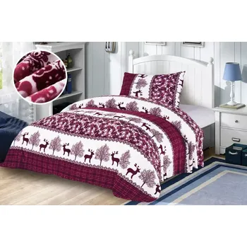 Povlečení NOVINKA 2025 ! POVLEČENÍ MIKROPLYŠ 70x90/140x200cm - JELENI - VÍNOVÉ