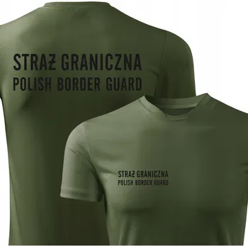 Pánské tričko Rychleschnoucí termoaktivní tričko pánské khaki s potiskem STRAŻ GRANICZNA (Polská Pohraniční Stráž)