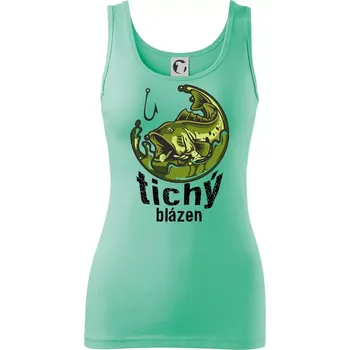 Dámské tričko Tichý blázen rybář - Dámské tílko - XS ( Mátová )