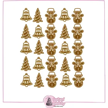 Jedlá dekorace na dort ozdobSi – Vánoční perníčky – jedlý papír nebo fondánový list (zvonek, stromeček, sněhulák) - Jedlý papír / Decor gel 50 g +39 Kč