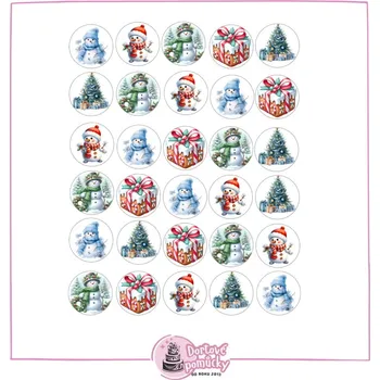 Jedlá dekorace na dort Vánoční sněhuláci a dárky – jedlý papír nebo fondánový list - Jedlý papír / Decor gel 50 g +39 Kč