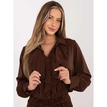 Dámská halenka Hnědá halenka s volány Factory Price hnědá 3484680