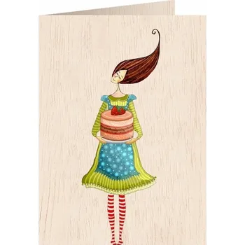 Obraz Dřevěné přání C6 + obálka Dort jahodový Cozywood kniha