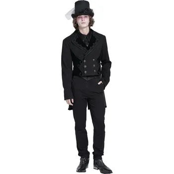 Pánský kabát kabát pánský DEVIL FASHION - Black Gothic - 3XL