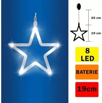 Vánoční dekorace ED dekorace do okna - Hvězda, 19cm, teplá bílá (ED dekorace do okna - Hvězda, 19cm, )