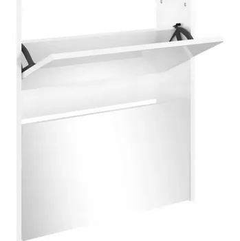 Botník Botník zrcadlo a 2 zásuvkami, bílý lesk, 63x17x67 cm