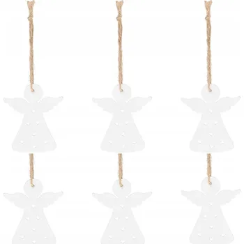 Vánoční dekorace Dřevěné ozdoby vánoční baňky na stromeček 6 KS bílé