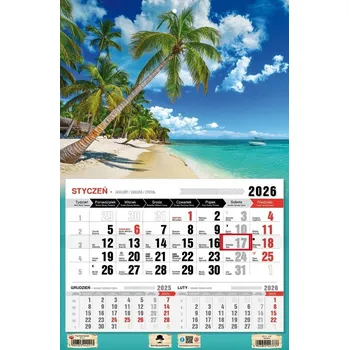 Kalendář Kalendář 2026 JEDNODÍLNÝ nástěnný 31,5x48cm Třídílný KTJ-1 TROPIC