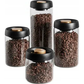 Dóza na potraviny Skleněné vakuové dózy 4 ks vzduchotěsné na kávu a sypké potraviny 500–1800 ml