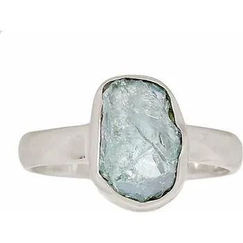 Prsten Akvamarín surový prsten stříbro Ag 925 R1671 59 mm (US 9), 4,2 g