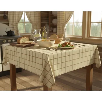 ubrus Forbyt Ubrus bavlněný, 1038 Káro, béžovo-hnědý Ubrusy: 35 x 130 cm