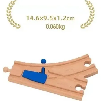 Dřevěná hračka Dřevěná rozdvojovací kolej 14,6 x 9,5 x 1,2 cm Rozdělení tratě do dvou směrů Praktický díl pro tvorbu větví a rozšíření dřevěné vlakové dráhy