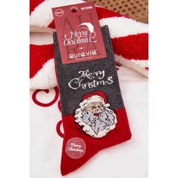 Vánoční dekorace Vánoční ponožky s motivem Santa Clause Aura.via bílá | šedá | červená 3484823