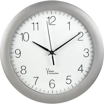 Hodiny Hama nástěnné hodiny, řízené rádiovým signálem, průměr 30 cm, stříbrné (Hama nástěnné hodiny, řízené rádiovým signálem, průměr 30 cm,)