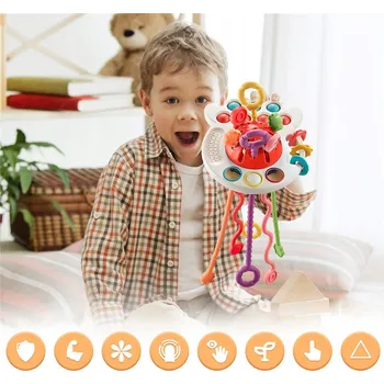 Hračka pro kojence WCISKANA I ROZCIĄGLIWA ZABAWKA LALALAI Chobotnice pro rané vzdělávání (Mačkací a natahovací hračka)