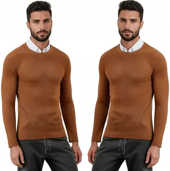 Pánský svetr Svetr DStreet WX2292 hnědý kulatý velikost XL