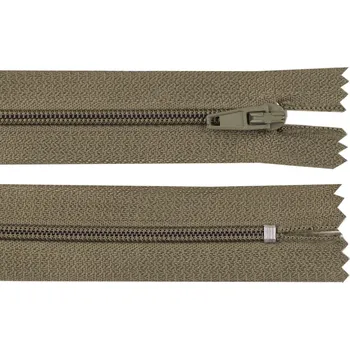 Zip Spirálový zip No 3 délka 20 cm autolock, malé, 327 zelená olivová