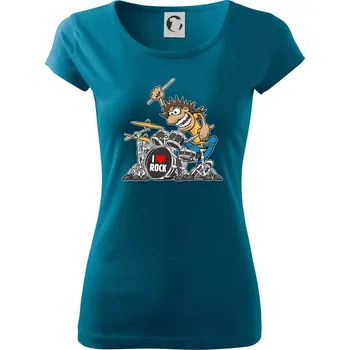 Dámské tričko I love rock bubeník - Dámské triko Pure - XS ( Petrolejová )