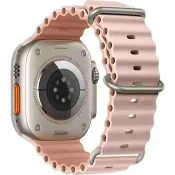 Ostatní příslušenství k chytrým hodinkám Silikonový řemínek 42 mm pro Apple Watch S10 Voděodolný pásek s titanovou přezkou Nastavitelná smyčka a vícebodové zapínání světle růžová