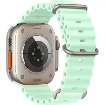 Silikonový řemínek 38 mm 40 mm 41 mm pro Apple Watch Voděodolný pásek s titanovou přezkou Nastavitelná smyčka a vícepolohové zapínání světle zelená