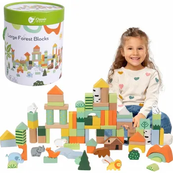Dřevěná hračka Classic World sada dřevěných stavebnic lesní svět 100 ks