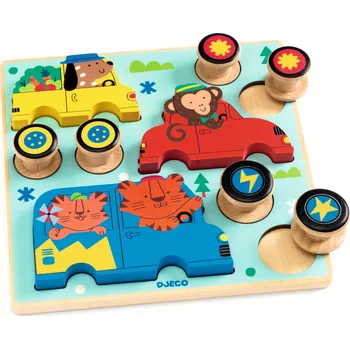 DJECO Vkládací puzzle Autíčka (Puzz & Roll Color)