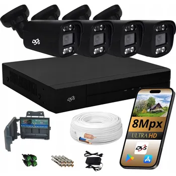 Bezpečnostní kamera Sada pro monitoring DVS VENKOVNÍ SADA 4 ANALOGOVÉ KAMERY ČERNÁ TUBA