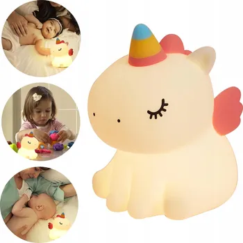 Lampička SILIKONOVÁ LAMPičKA PRO DĚTI JEDNOROŽEC NOČNÍ LAMPA LED TEPLÉ SVĚTLO USB