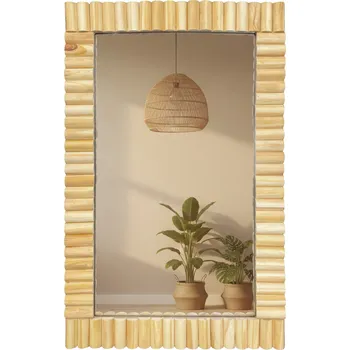 Zrcadlo Nástěnné dřevěné zrcadlo BOHO 55x35 cm přírodní