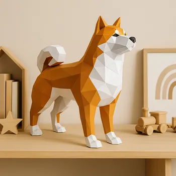 3D puzzle Shiba – papírový model a 3D skládačka PaperTime