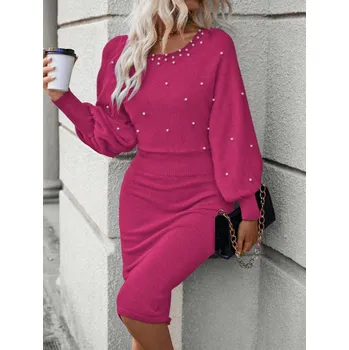 Dámské šaty Dámské pletené šaty Barva: Růžová, Velikostní tabulka: L