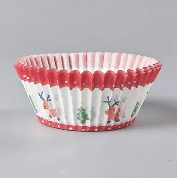 Vánoční dekorace Košíčky na muffiny Vánoční – Sobíci a stromečky (100 ks)