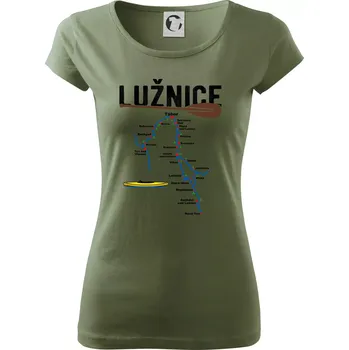 Dámské tričko Mapa řeky Lužnice - Dámské triko Pure - XL ( Khaki )