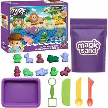 Hračka na písek MAGICKÝ KINETICKÝ PÍSEK 450G SADA FORMIČKY BAZÉN PÍSKOVIŠTĚ PŘÍSLUŠENSTVÍ