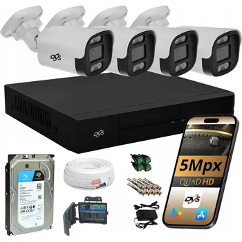 Bezpečnostní kamera Sada kamer pro monitoring DVS: 4 analogové kamery, trubicové, 5 Mpx, disk 1 TB