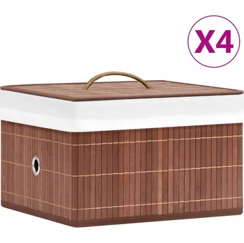 Úložný box Bambusové úložné boxy, 4 ks, hnědé